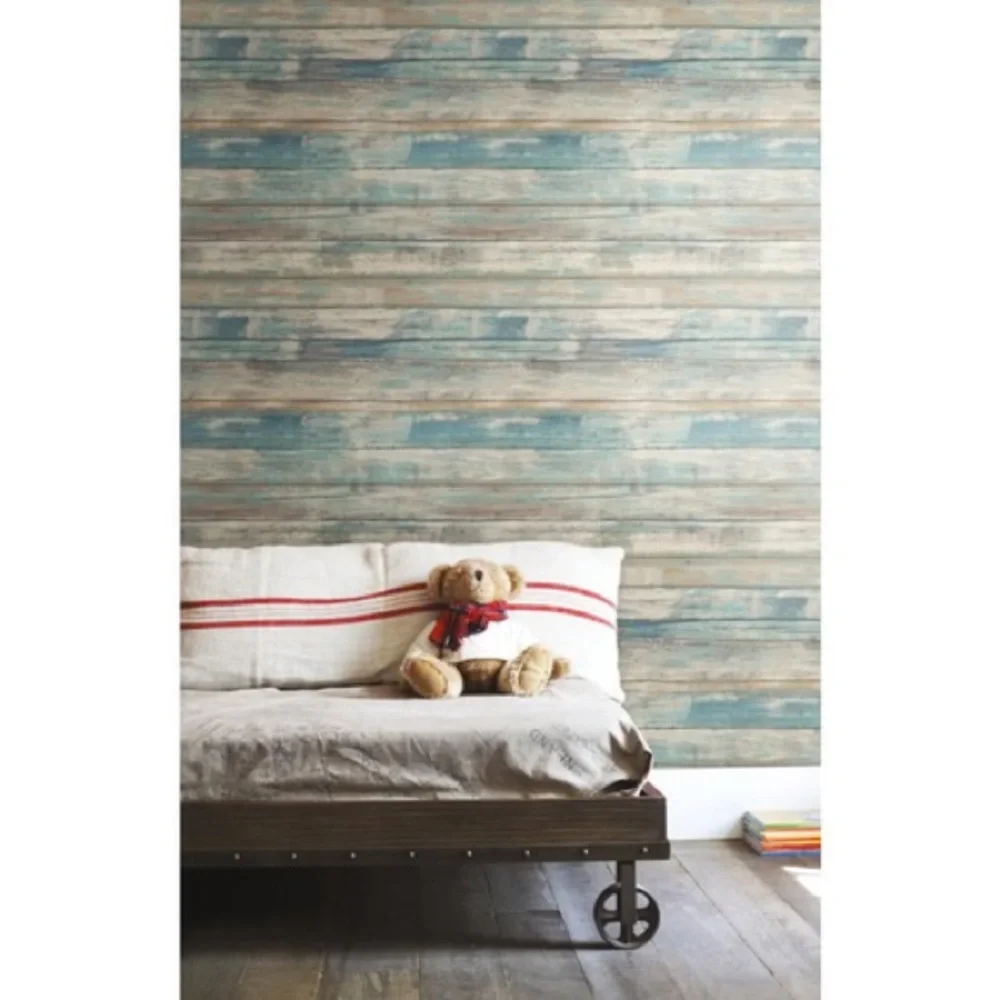 RoomMates Peel Stick Wallpaper Blue distressed Whimsical Statement Accent Wall